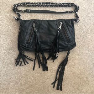 Black Faux Leather Crossbody Zipper Purse